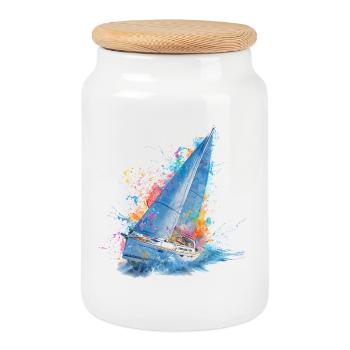 Sailing dream color explosion - Cookie Jar with Wooden Lid - white - Front