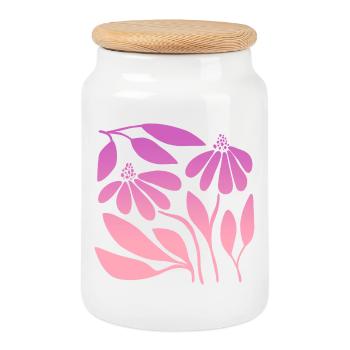 Marguerite en Rose Dégradé - Boîte à biscuits avec couvercle en bois - blanc - Devant