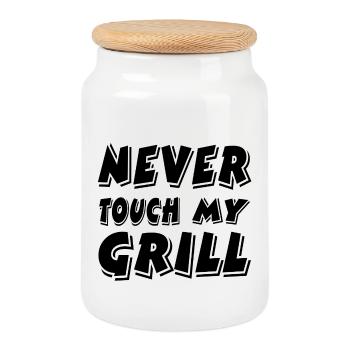 Grill - Cookie Jar with Wooden Lid - white - Front