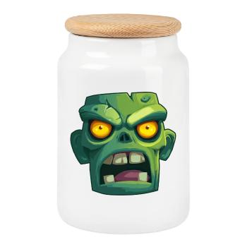 Zombie for Halloween Party - Cookie Jar with Wooden Lid - white - Front