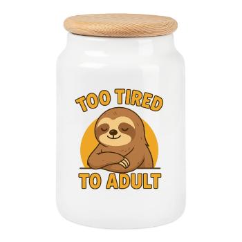 Trop fatigué pour être un adulte - Boîte à biscuits avec couvercle en bois - blanc - Devant