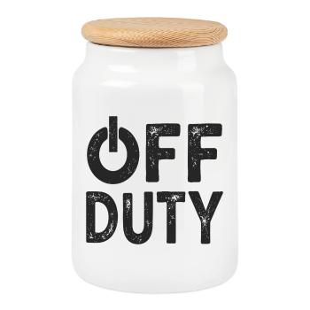 OFF DUTY Heure de fermeture Je ne suis pas en service - Boîte à biscuits avec couvercle en bois - blanc - Devant