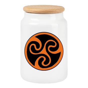 Triskel Orange  - Boîte à biscuits avec couvercle en bois - blanc - Devant