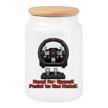 Pixel Race: Pedal to the Metal - Cookie Jar with Wooden Lid - white - Front
