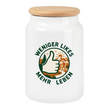 Weniger Likes mehr Leben! - Keksdose mit Holzdeckel - Weiß - Vorne