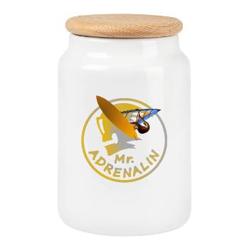 M. Adrenalin Planche à voile - Boîte à biscuits avec couvercle en bois - blanc - Devant