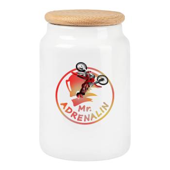 Mr Adrenalin Stunt Motocross - Cookie Jar with Wooden Lid - white - Front