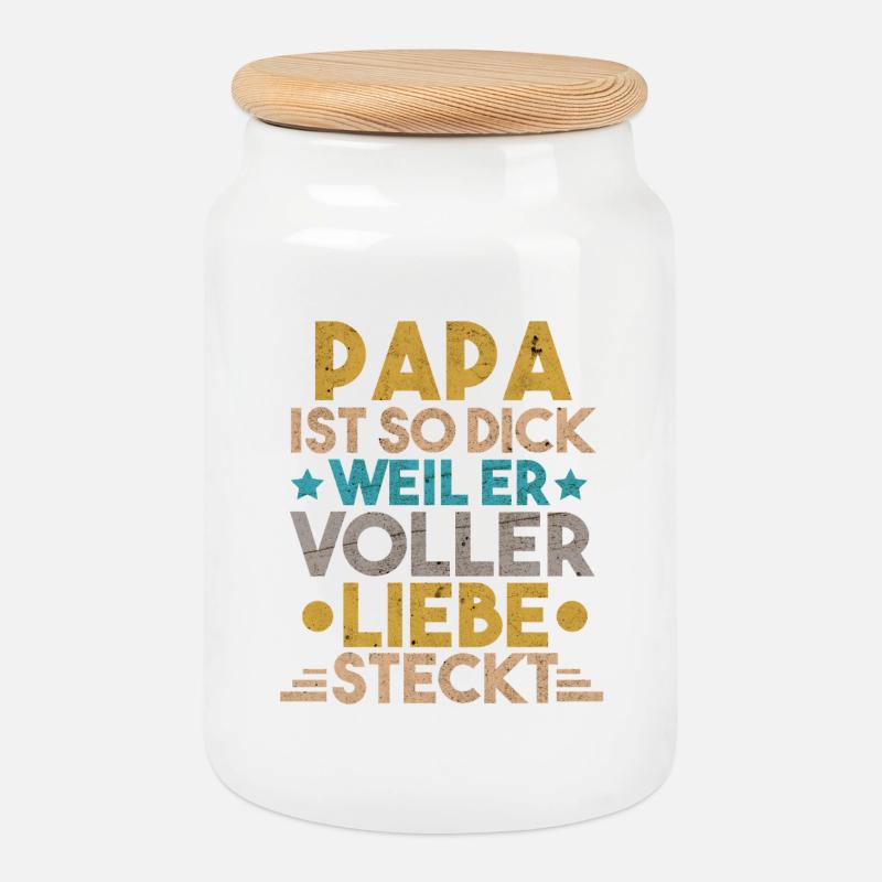 Papa - Keksdose mit Holzdeckel - Weiß