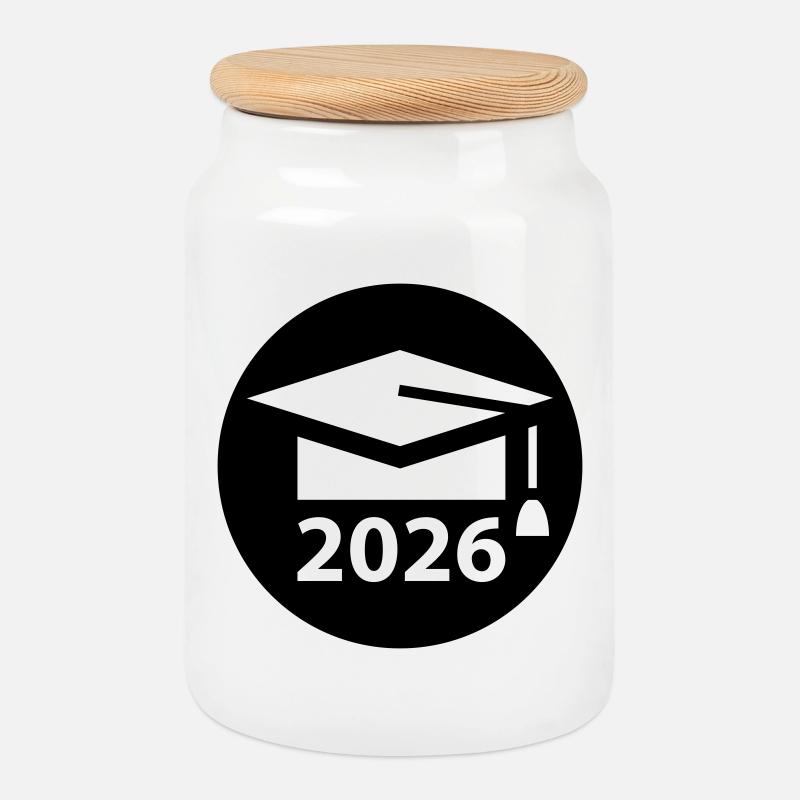 ABI 2026 Abitur Abschlussfeier Abiball - Keksdose mit Holzdeckel - Weiß