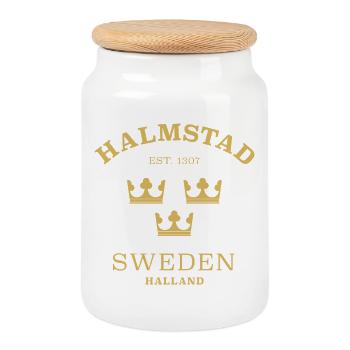 Halmstad, Sverige, Suède - Boîte à biscuits avec couvercle en bois - blanc - Devant