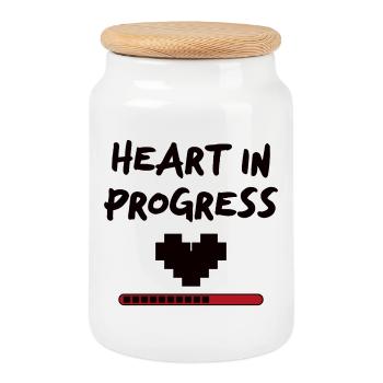 HEART IN PROGRESS Statement - Cookie Jar with Wooden Lid - white - Front