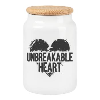 Unbreakable Heart Statement - Cookie Jar with Wooden Lid - white - Front