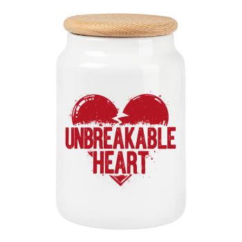 Unbreakable Heart Statement - Cookie Jar with Wooden Lid - white - Front