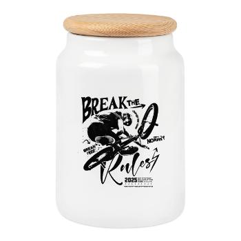 Break The Rules BMX Streetwear - Cookie Jar with Wooden Lid - white - Front
