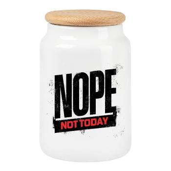 Not Today Bold Typography - Cookie Jar with Wooden Lid - white - Front