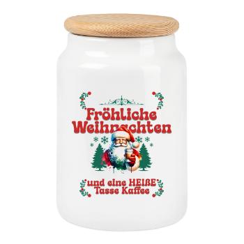 Tasse/verre de Noël - Boîte à biscuits avec couvercle en bois - blanc - Devant
