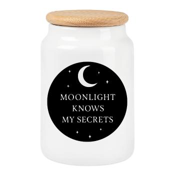 Moonlight Knows My Secrets Mystic Moon - Cookie Jar with Wooden Lid - white - Front