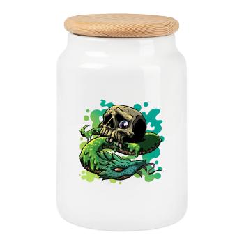Crâne Serpent Néon - Boîte à biscuits avec couvercle en bois - blanc - Devant