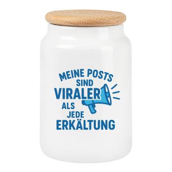 Meine Posts sind viraler als jede Erkältung - Keksdose mit Holzdeckel - Weiß - Vorne