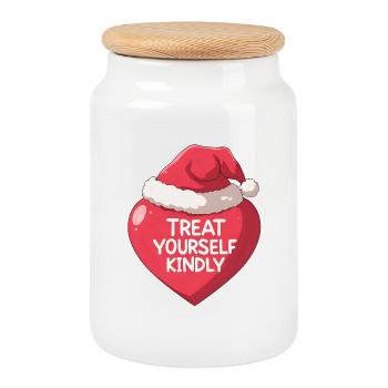 Anime Coeur Traitez-vous gentiment Noël - Boîte à biscuits avec couvercle en bois - blanc - Devant