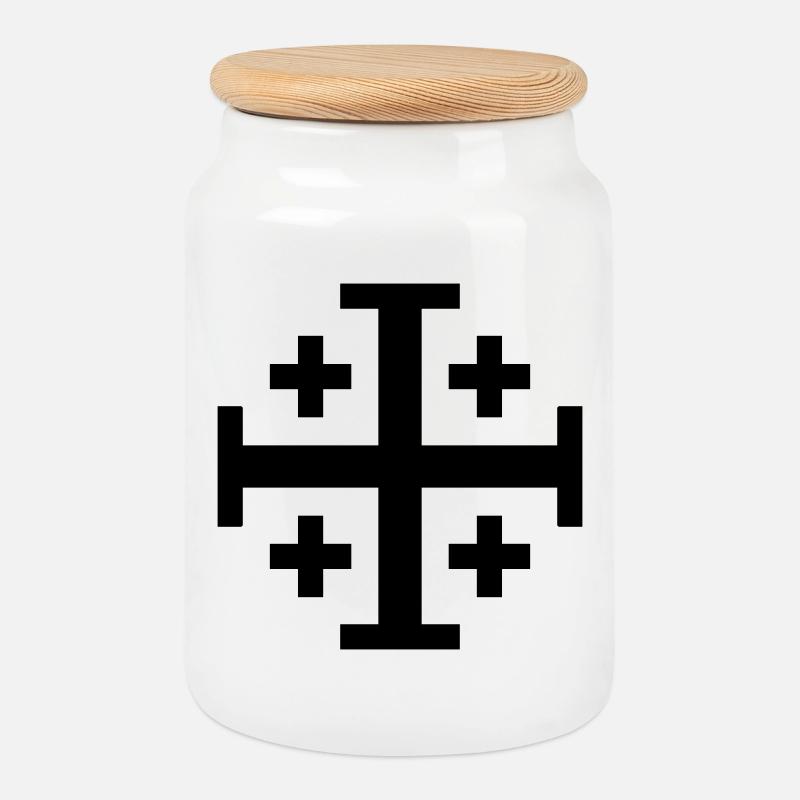 Croix croisée - Boîte à biscuits avec couvercle en bois - blanc