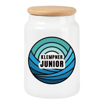 Plumber Junior Child Trainee Offspring Successor - Cookie Jar with Wooden Lid - white - Front