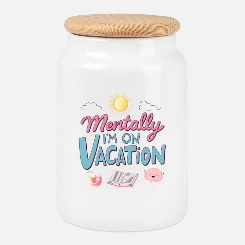 Mentally Somewhere Else Retro Design - Keksdose mit Holzdeckel - Weiß