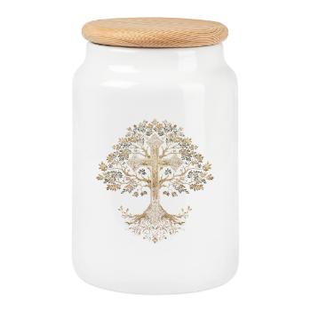 Christian Cross Tree Faith - Cookie Jar with Wooden Lid - white - Front
