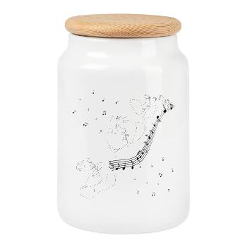 Music of Love - Cookie Jar with Wooden Lid - white - Front