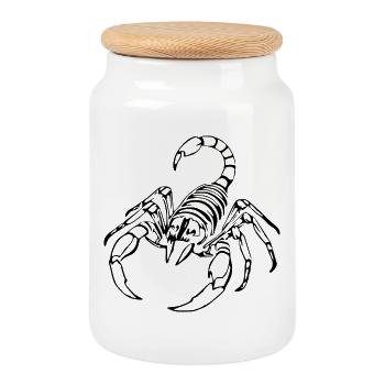 Sternzeichen Skorpion T-shirt - Keksdose mit Holzdeckel - Weiß - Vorne