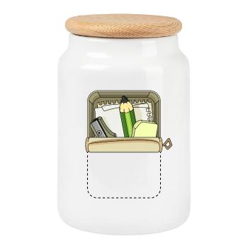 BOÎTE DE POCHE - Boîte à biscuits avec couvercle en bois - blanc - Devant