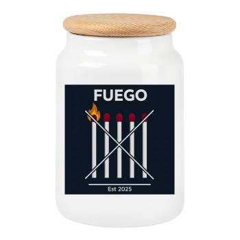 Feuer abgesagt 2025 - Keksdose mit Holzdeckel - Weiß - Vorne