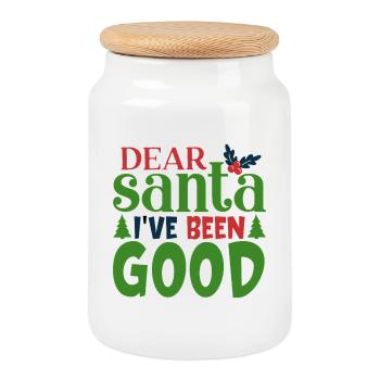 Cher Père Noël, j’ai été un bon modèle - Boîte à biscuits avec couvercle en bois - blanc - Devant