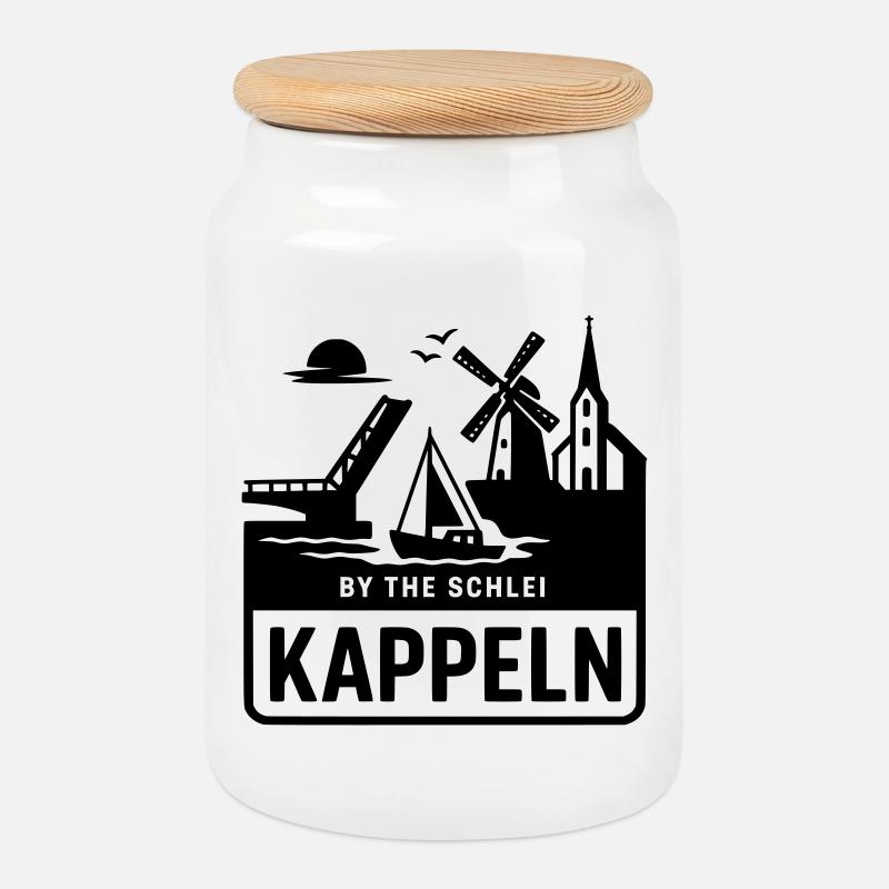 Kappeln Schlei SH Schleswig Holstein Silhouette - Keksdose mit Holzdeckel - Weiß