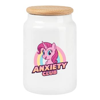 Licorne Anxiété Club Mignon Conception De Dessin Animé - Boîte à biscuits avec couvercle en bois - blanc - Devant