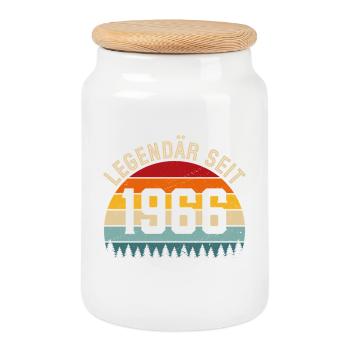 Légendaire depuis 1966 – né en 1966 - Boîte à biscuits avec couvercle en bois - blanc - Devant