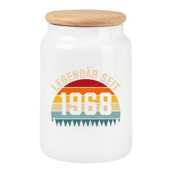 Legendär seit 1968 – Jahrgang 1968 - Keksdose mit Holzdeckel - Weiß - Vorne