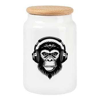 Chemise Sketchy Monkey Head Cartoon Vibe Edition - Boîte à biscuits avec couvercle en bois - blanc - Devant