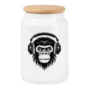 Chemise Sketchy Monkey Head Cartoon Vibe Edition - Boîte à biscuits avec couvercle en bois - blanc - Devant