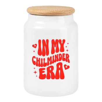 Childminder Profession Training Pedagogy Gift - Cookie Jar with Wooden Lid - white - Front