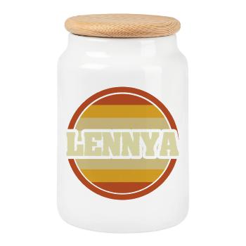LENNYA Cercle Rétro - Boîte à biscuits avec couvercle en bois - blanc - Devant