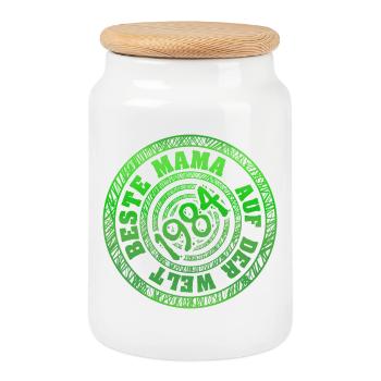 Mama 1984 - Cookie Jar with Wooden Lid - white - Front