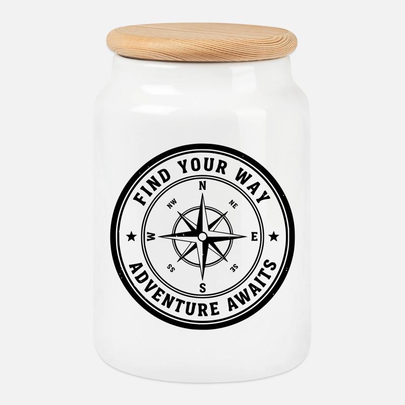Find Your Way - Cookie Jar with Wooden Lid - white