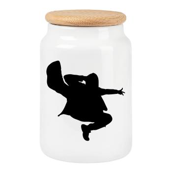 B-Boy Silhouette – Breakdance Jump Kick - Boîte à biscuits avec couvercle en bois - blanc - Devant