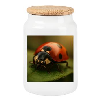 Animaux - Coccinelle - Boîte à biscuits avec couvercle en bois - blanc - Devant