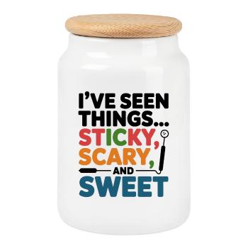 Dental Assistant Life Oral Health Team  - Cookie Jar with Wooden Lid - white - Front