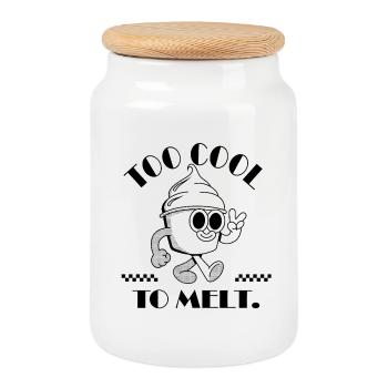 Trop froid pour fondre - Design de crème glacée rétro - Boîte à biscuits avec couvercle en bois - blanc - Devant