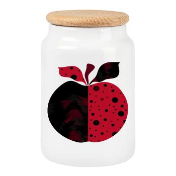 apple - Cookie Jar with Wooden Lid - white - Front