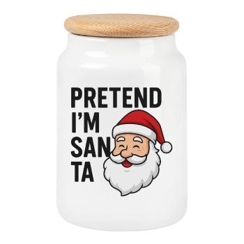 Faites semblant d’être le Père Noël - Boîte à biscuits avec couvercle en bois - blanc - Devant