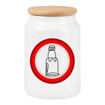 VERBOT BIERFLASCHE - Keksdose mit Holzdeckel - Weiß - Vorne